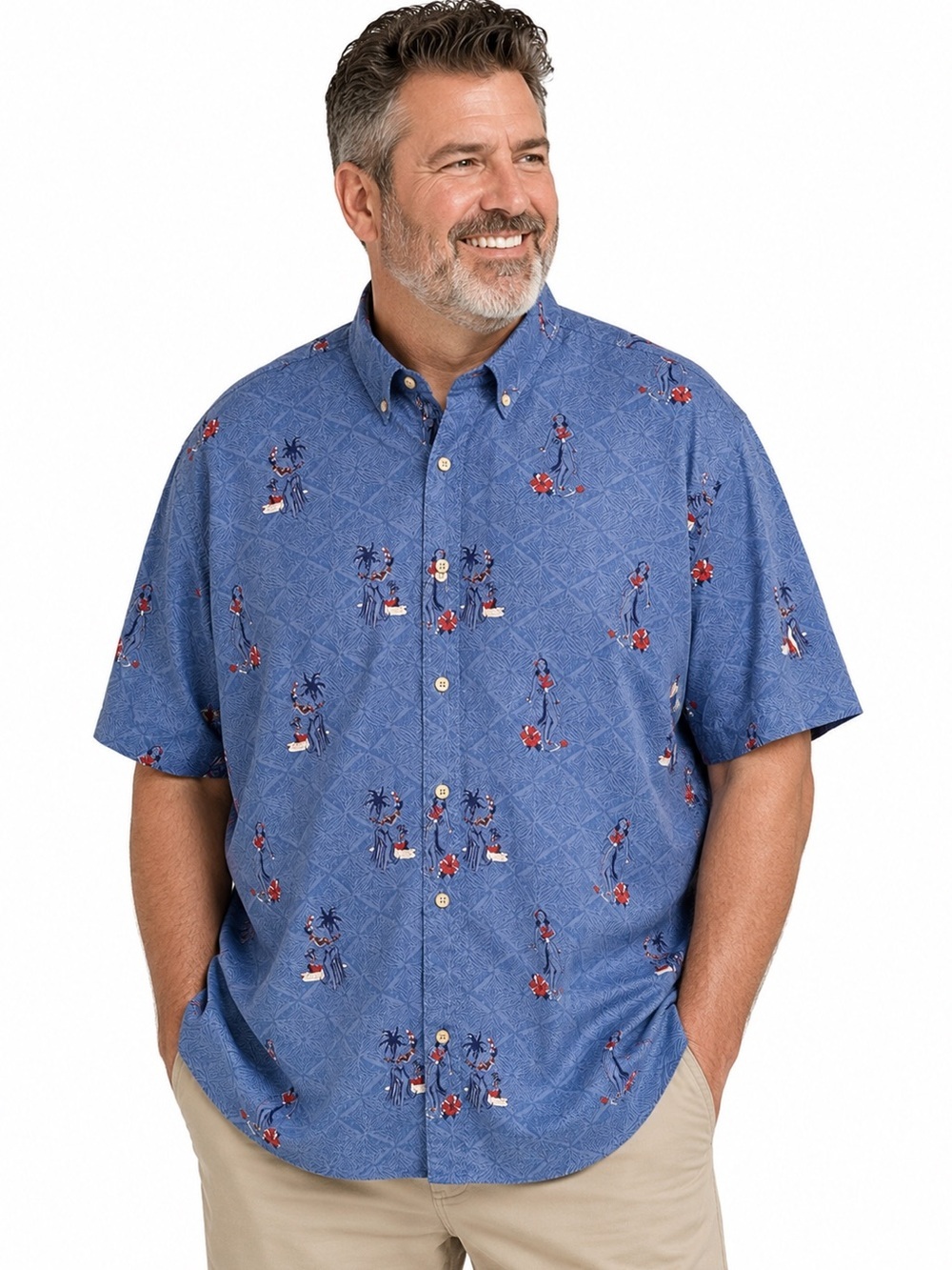 Hawaiian Hula Dancers Button Down Shirt Cruise Vacation Coastal Beach Sz XL